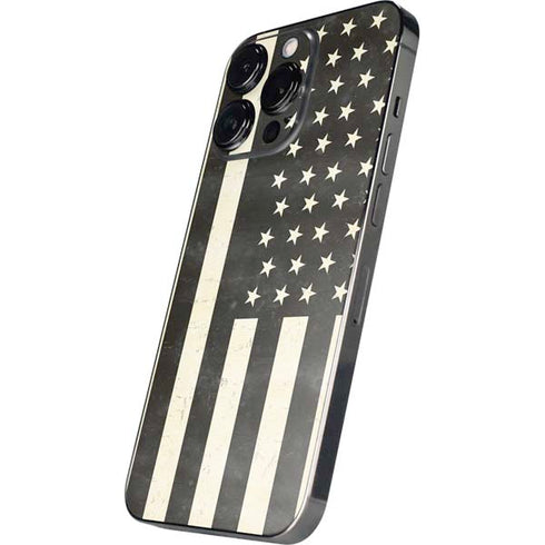 Black & White USA Flag iPhone 14 Pro Skin